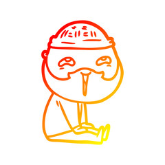 warm gradient line drawing cartoon happy bearded man
