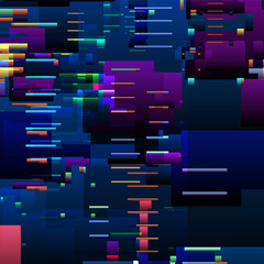 Abstract glitch background with colorful pixel error lines and graphic defects