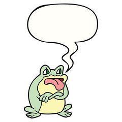 grumpy cartoon frog and speech bubble
