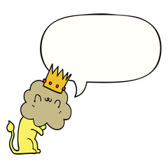 cartoon lion and crown and speech bubble