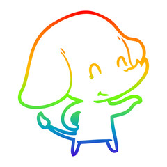rainbow gradient line drawing cute cartoon elephant