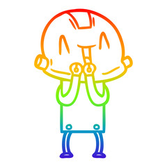 rainbow gradient line drawing cartoon robot