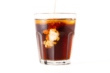 ice coffee with milk on white background