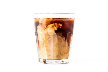 ice coffee with milk on white background