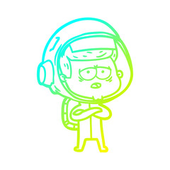 Obraz premium cold gradient line drawing cartoon tired astronaut