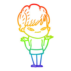 rainbow gradient line drawing cartoon happy woman