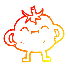warm gradient line drawing cartoon happy tomato