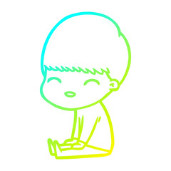 cold gradient line drawing happy cartoon boy