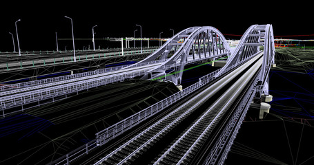 The BIM model of railway bridges of wireframe view