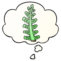 cartoon plant and thought bubble in smooth gradient style