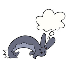 funny cartoon rabbit and thought bubble