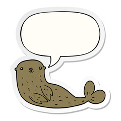 cartoon seal and speech bubble sticker