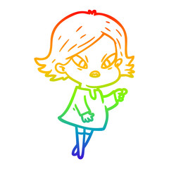 rainbow gradient line drawing cartoon stressed woman