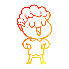 warm gradient line drawing laughing cartoon man