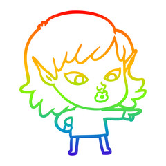 rainbow gradient line drawing pretty cartoon elf girl