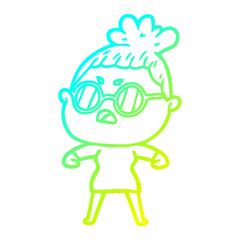 cold gradient line drawing cartoon annoyed woman