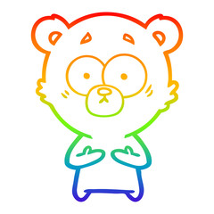 rainbow gradient line drawing surprised bear cartoon