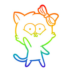 rainbow gradient line drawing cartoon cat