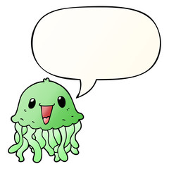 cartoon jellyfish and speech bubble in smooth gradient style