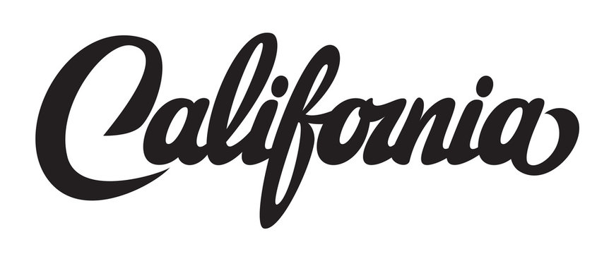 Vector illustration with calligraphic lettering California on white background