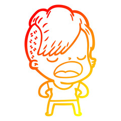 warm gradient line drawing cartoon cool hipster girl talking