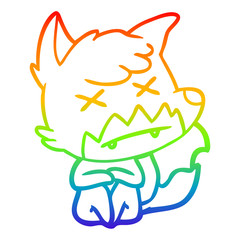 rainbow gradient line drawing cartoon dead fox