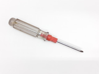 Fototapeta premium Metallic used rusty screwdriver in White isolated background