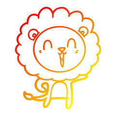 warm gradient line drawing laughing lion cartoon