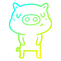 cold gradient line drawing cartoon content pig