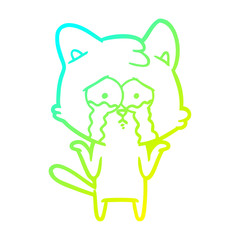 cold gradient line drawing cartoon cat
