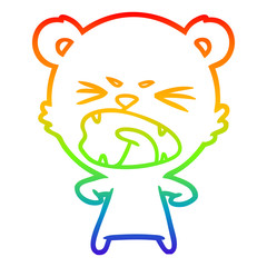 rainbow gradient line drawing angry cartoon bear