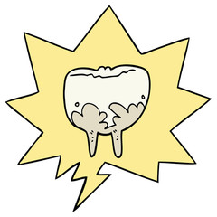 cartoon tooth and speech bubble