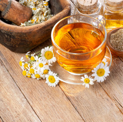 Cup of medicinal chamomile tea