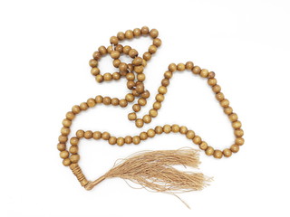 Islam Religious Praying Beads Rope in White Isolated Background