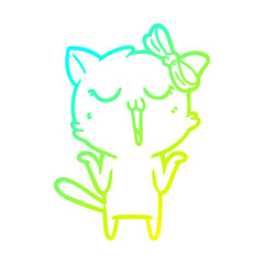 cold gradient line drawing cartoon cat