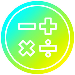 Fototapeta premium math symbols circular in cold gradient spectrum