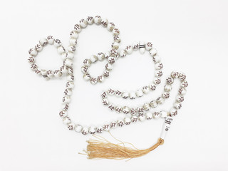 Islam Religious Praying Beads Rope in White Isolated Background