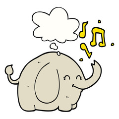 cartoon trumpeting elephant and thought bubble
