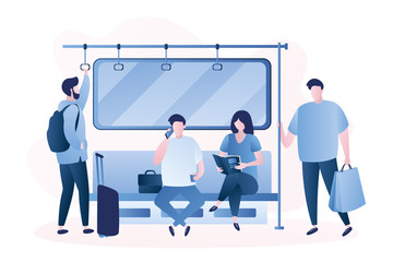 People in the subway,Male and female characters,