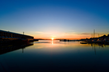 Sunrise at wharf in Tasmania