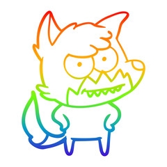 rainbow gradient line drawing cartoon grinning fox