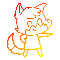 warm gradient line drawing cartoon happy fox