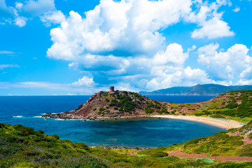 Fototapeta na wymiar Landscape of the coast near Porticciolo