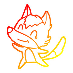 warm gradient line drawing friendly cartoon wolf