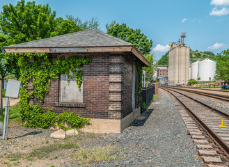 Fototapeta na wymiar Railroad building and industrial area