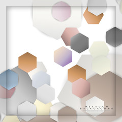abstract vector hexagon background with color stone and brick gradient and shadow