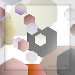 abstract vector hexagon background with color stone and brick gradient and shadow