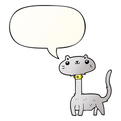 cartoon cat and speech bubble in smooth gradient style