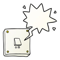 cartoon light switch and speech bubble in smooth gradient style