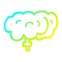 cold gradient line drawing cartoon human brain